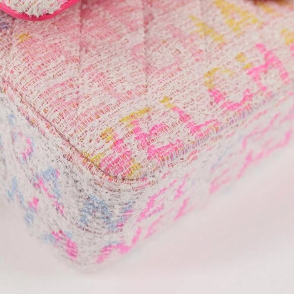 CHANEL Matelasse 25 Chain Shoulder Bag Tweed Pink Gold CC Auth MX484M - Picture 11 of 15